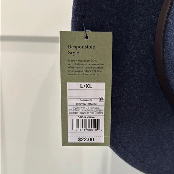 NWT Goodfellow & Co Navy Blue Fedora Hat Size L/ LX - Picture 3 of 7